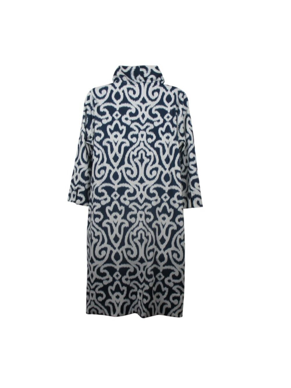 Gretchen Scott Women's Blue & White 3/4 Sleeve Ruffle Collar Shift Dress Size L - Picture 4 of 8